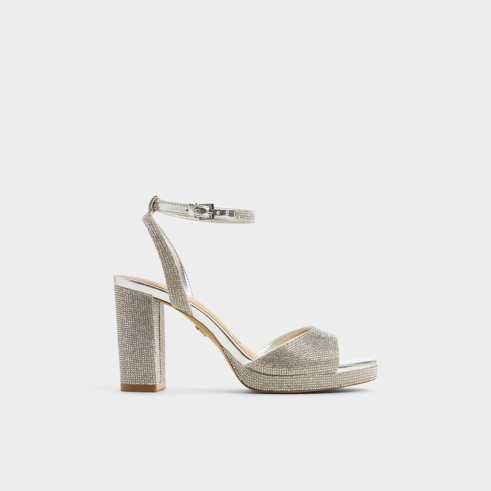 Alluring Silver Women's Iridescent metallics - Strappy heeled sandal, Platform | Aldo outlet