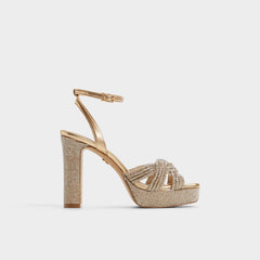 Shimma Gold Women's Iridescent metallics - Strappy heeled sandal, Platform | Aldo for sale
