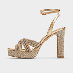 Shimma Gold Women's Iridescent metallics - Strappy heeled sandal, Platform | Aldo for sale