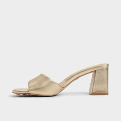 Tisha Gold Women's Heeled mules - Heeled mule, Block heel | Aldo outlet