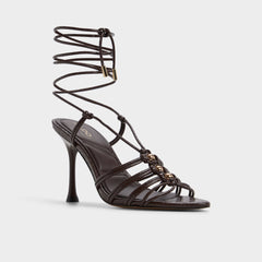 Curacao in Dark Brown - Strappy heeled sandal, Stiletto heel | Aldo outlet