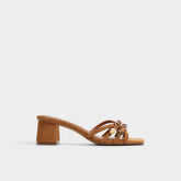Jemstone in Medium Brown - Strappy heeled sandal, Block heel | Aldo outlet