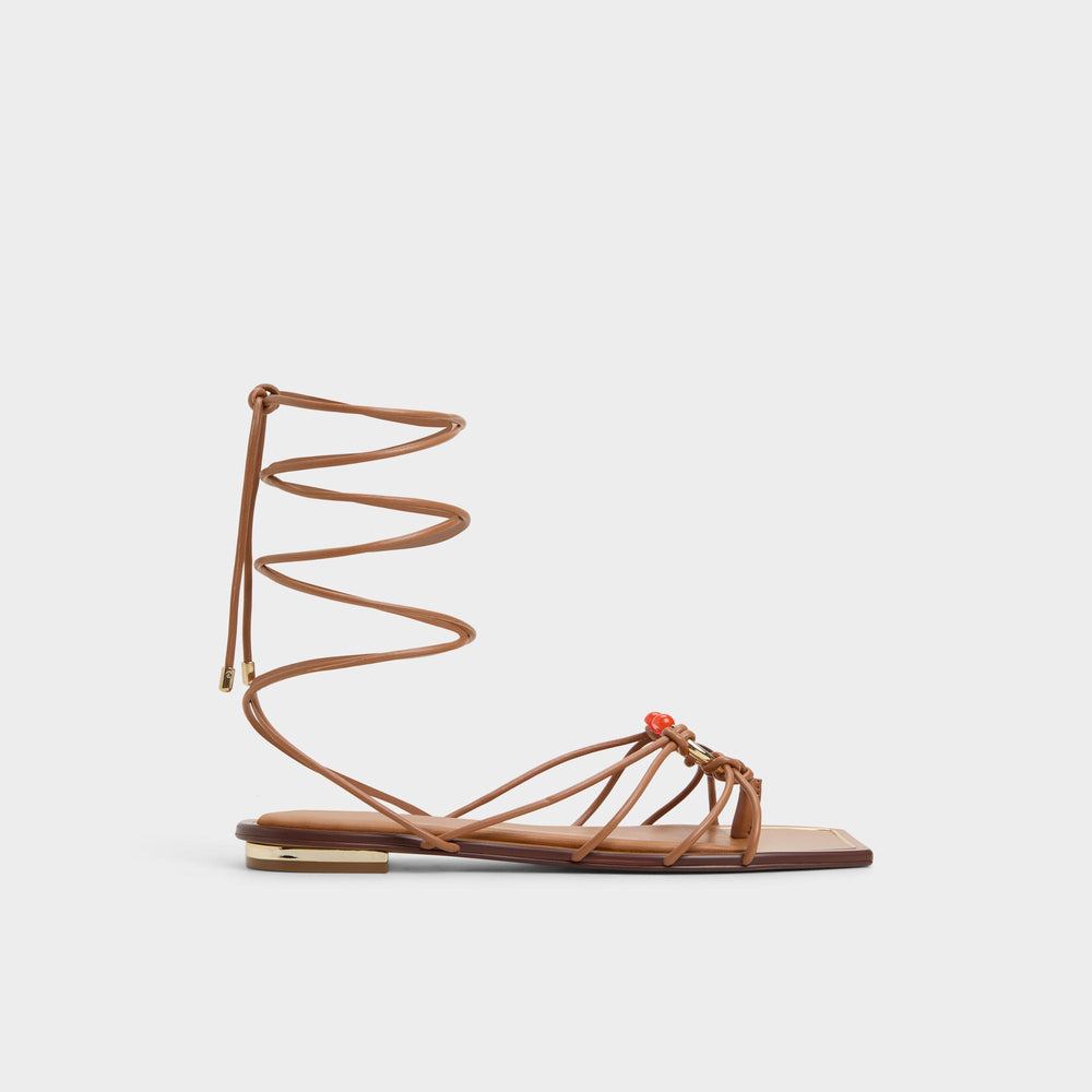 Nirena Medium Brown Women's Flats - Strappy flat sandal | Aldo discount
