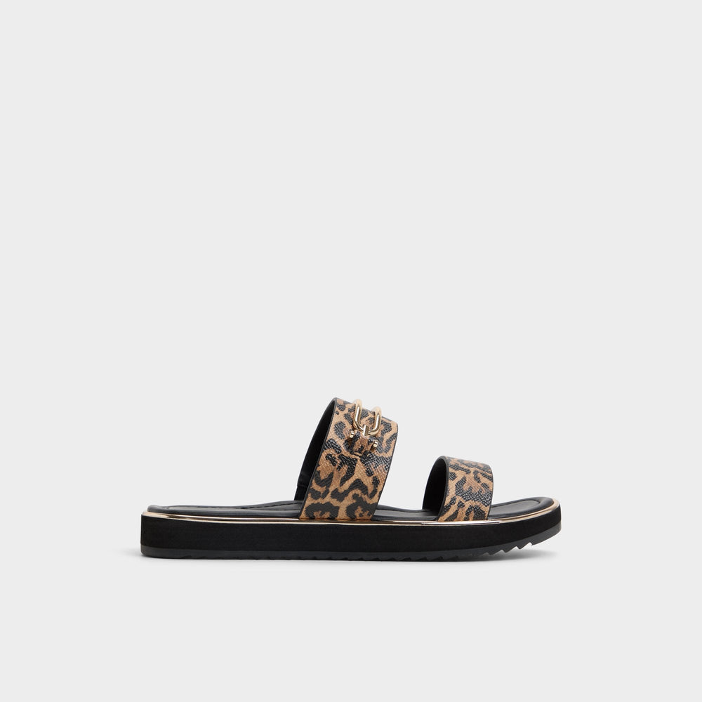 Lagoon Brown Multi Women's Flats - Strappy flat sandal, Footbed sandal | Aldo for sale
