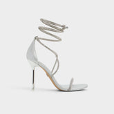 Caladonia Silver Women's Iridescent metallics - Strappy heeled sandal, Stiletto heel | Aldo for sale