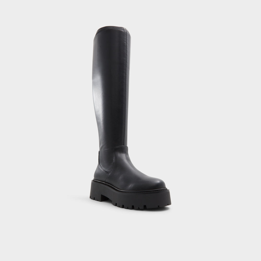 Carelden Black Women's Tall Boots - Knee-high boot, Lug sole | Aldo outlet