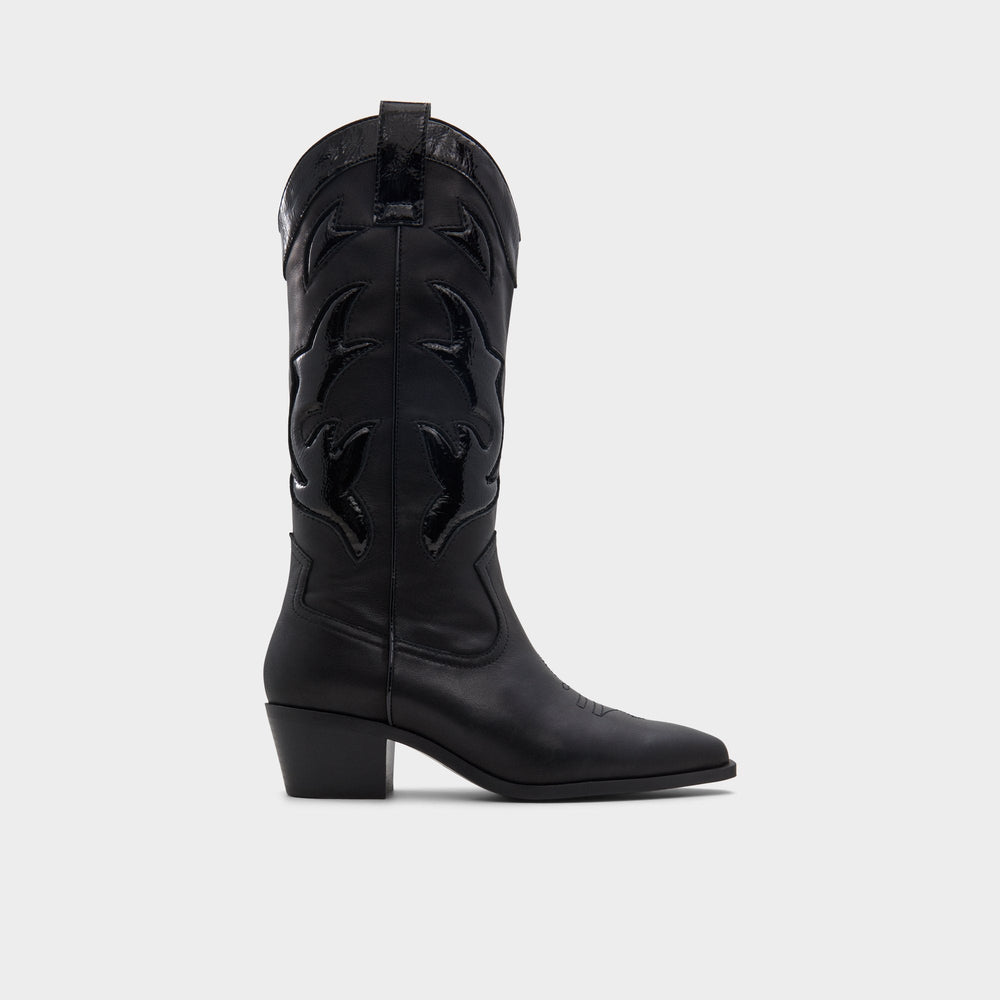 Nebraska Black Women's Western - Mid-calf western boot, Block heel | Aldo for sale