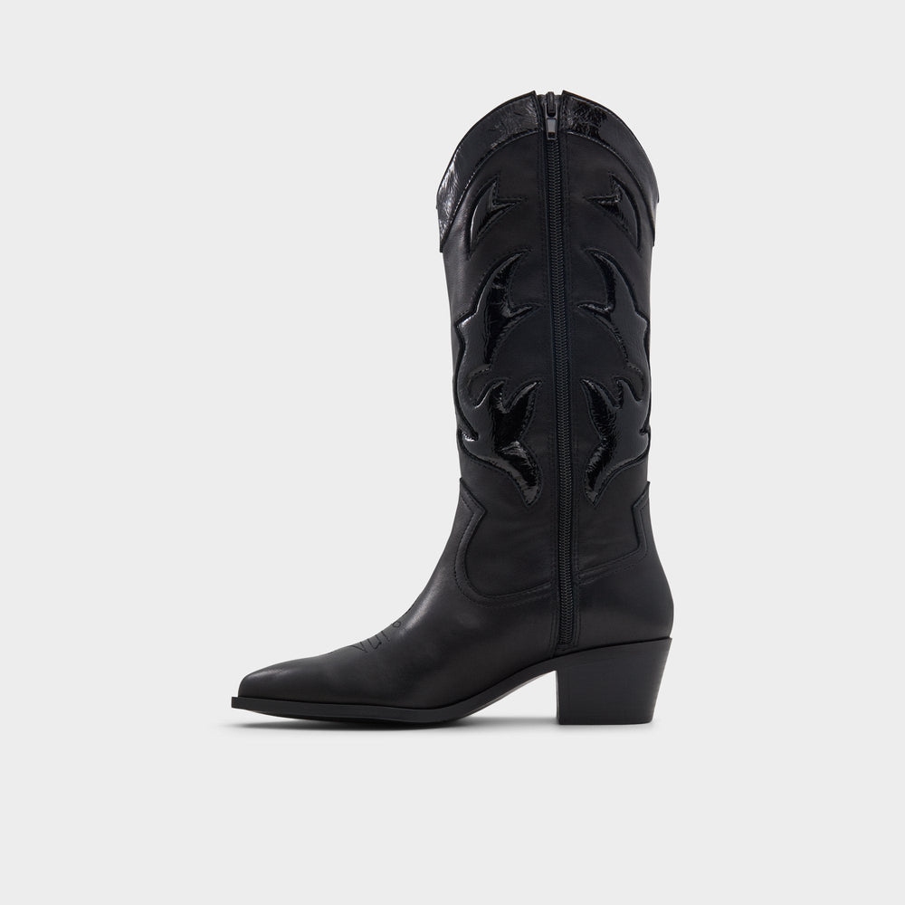 Nebraska Black Women's Western - Mid-calf western boot, Block heel | Aldo for sale