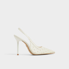 Pearlescent Other White Textile Mesh Women's Slingbacks - Slingback heel | Aldo discount