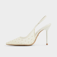 Pearlescent Other White Textile Mesh Women's Slingbacks - Slingback heel | Aldo discount