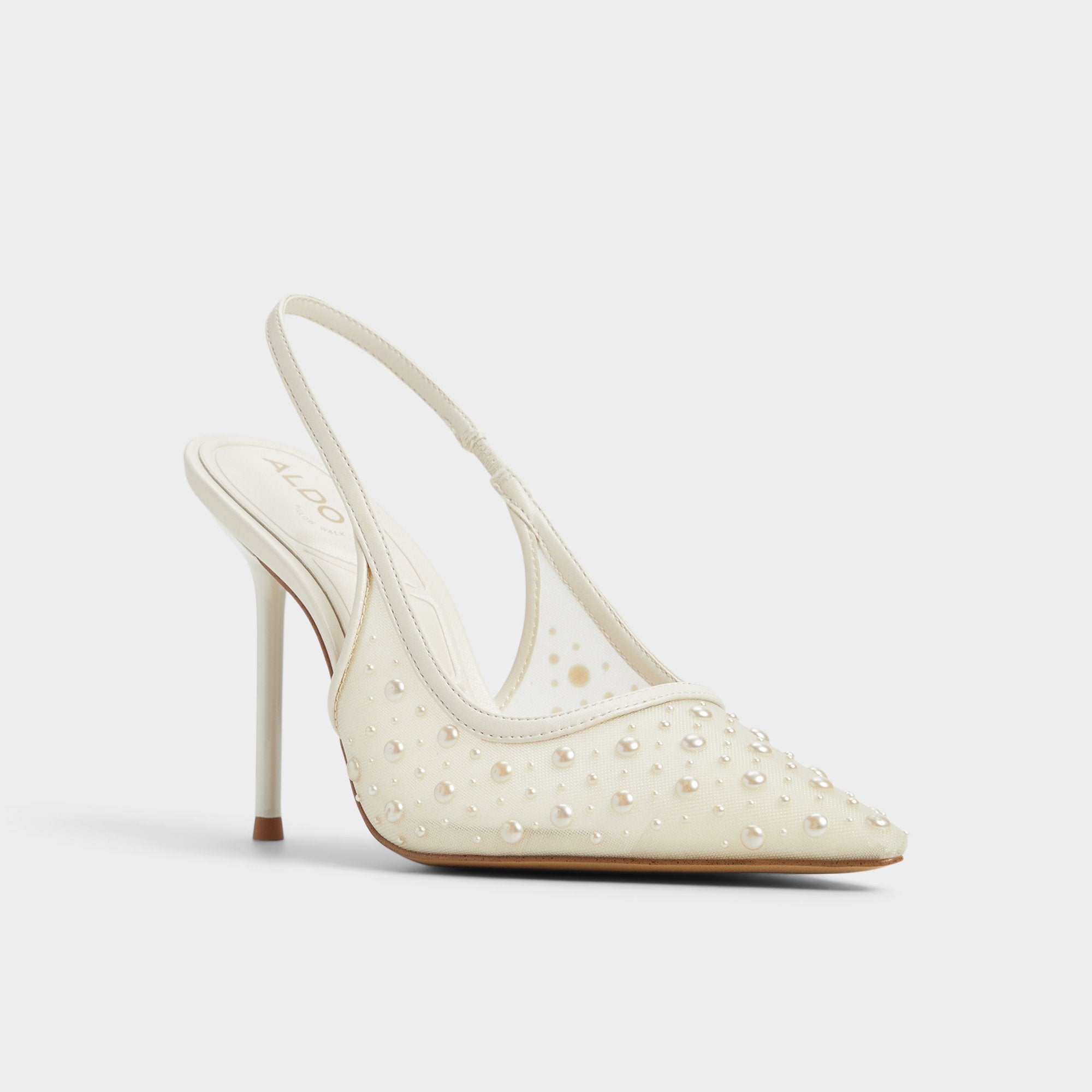Pearlescent Other White Textile Mesh Women's Slingbacks - Slingback heel | Aldo discount