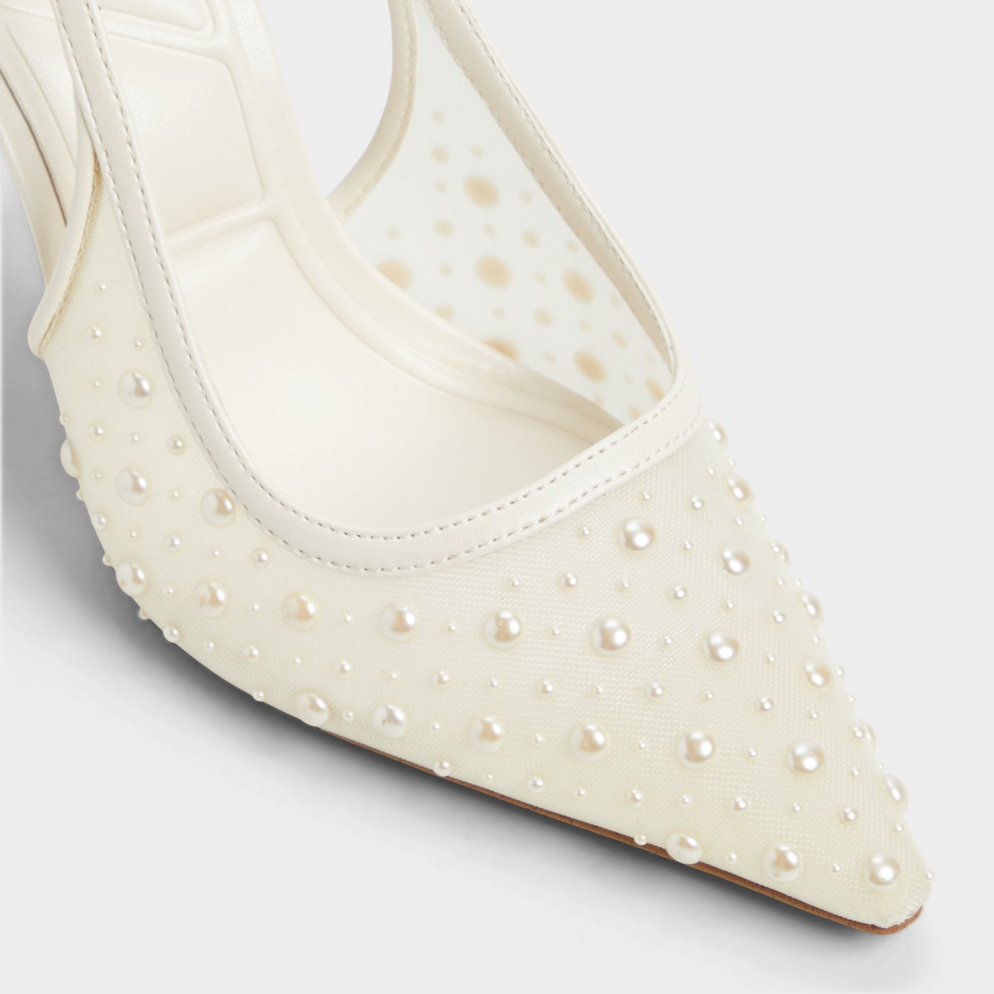 Pearlescent Other White Textile Mesh Women's Slingbacks - Slingback heel | Aldo discount