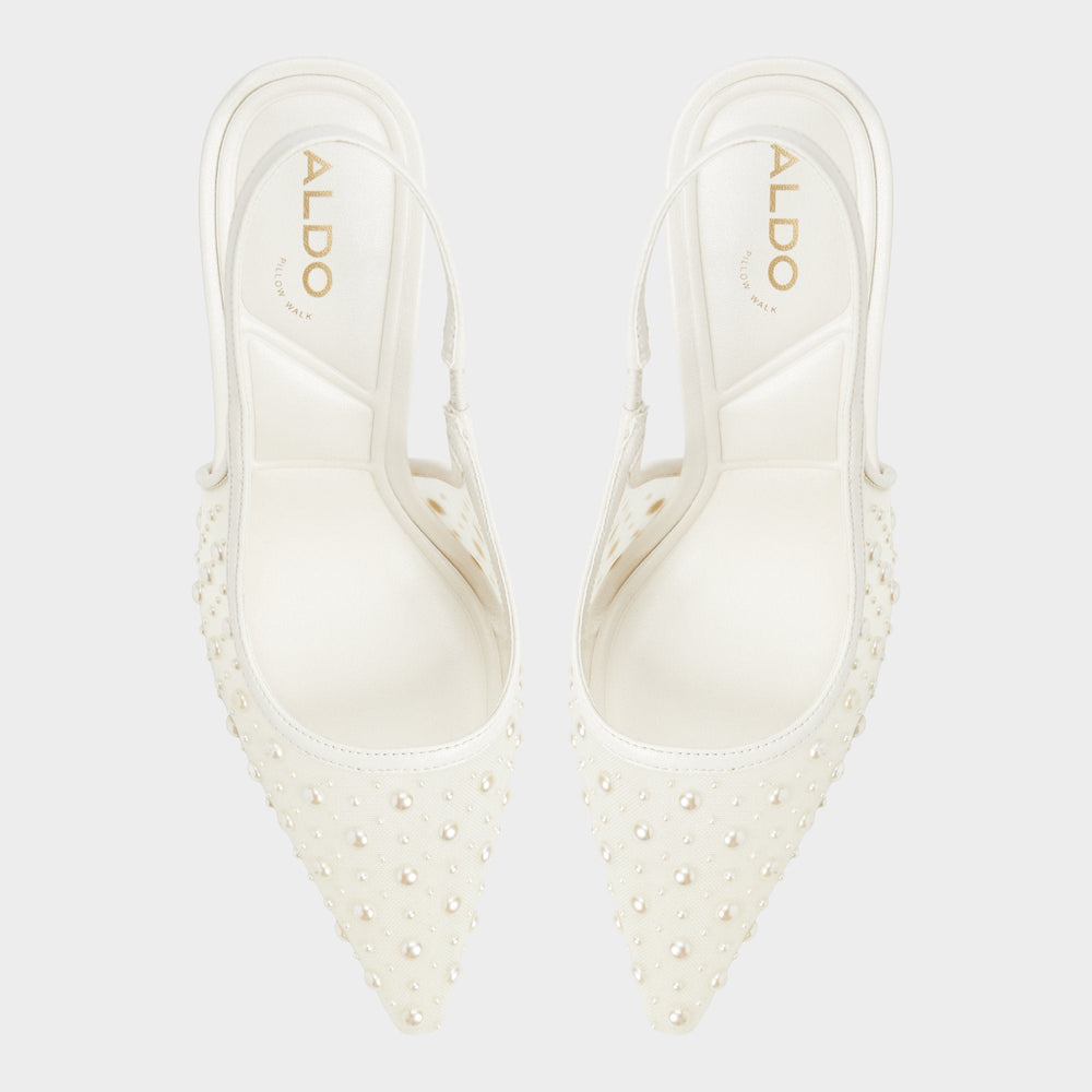 Pearlescent Other White Textile Mesh Women's Slingbacks - Slingback heel | Aldo discount