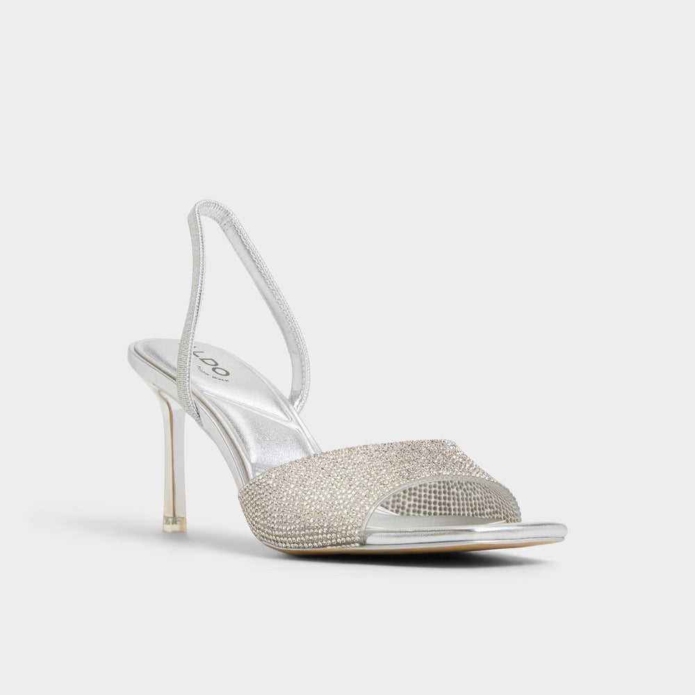 Andyana Silver Women's Strappy sandals - Slingback heeled sandal, Stiletto heel | Aldo discount
