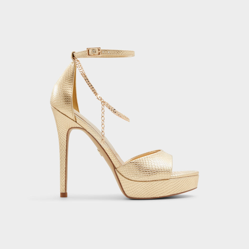 Afumeth Gold Women's Platform sandals - Strappy heeled sandal, Stiletto platform | Aldo sale