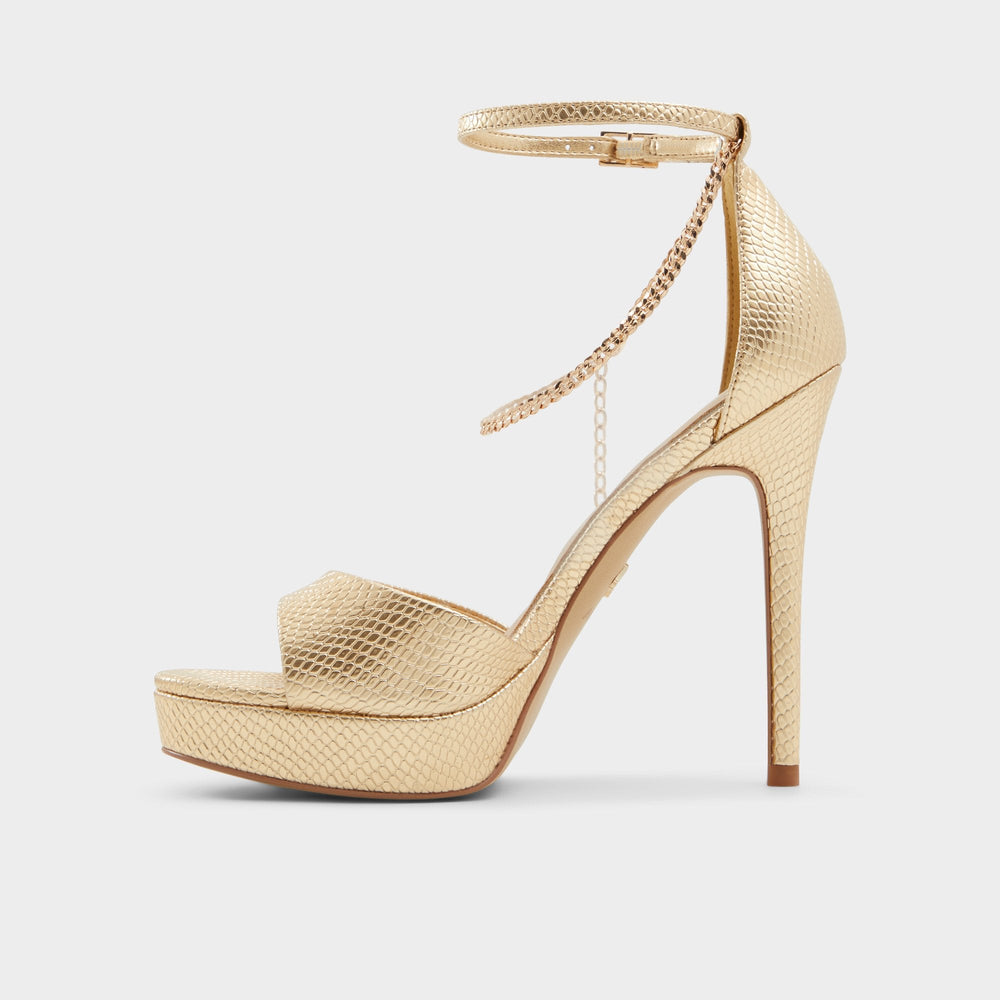 Afumeth Gold Women's Platform sandals - Strappy heeled sandal, Stiletto platform | Aldo sale