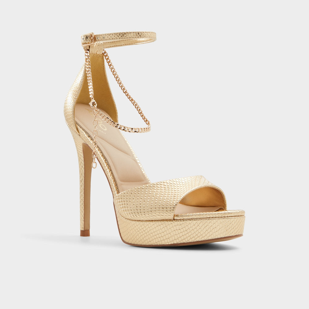 Afumeth Gold Women's Platform sandals - Strappy heeled sandal, Stiletto platform | Aldo sale
