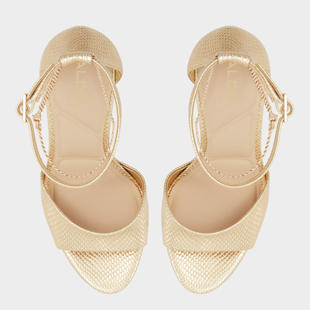 Afumeth Gold Women's Platform sandals - Strappy heeled sandal, Stiletto platform | Aldo sale