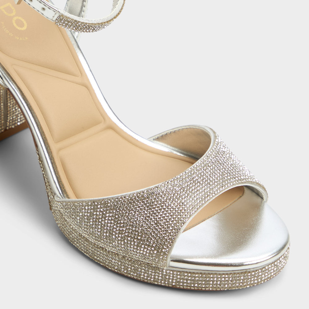 Alluring Silver Women's Iridescent metallics - Strappy heeled sandal, Platform | Aldo outlet