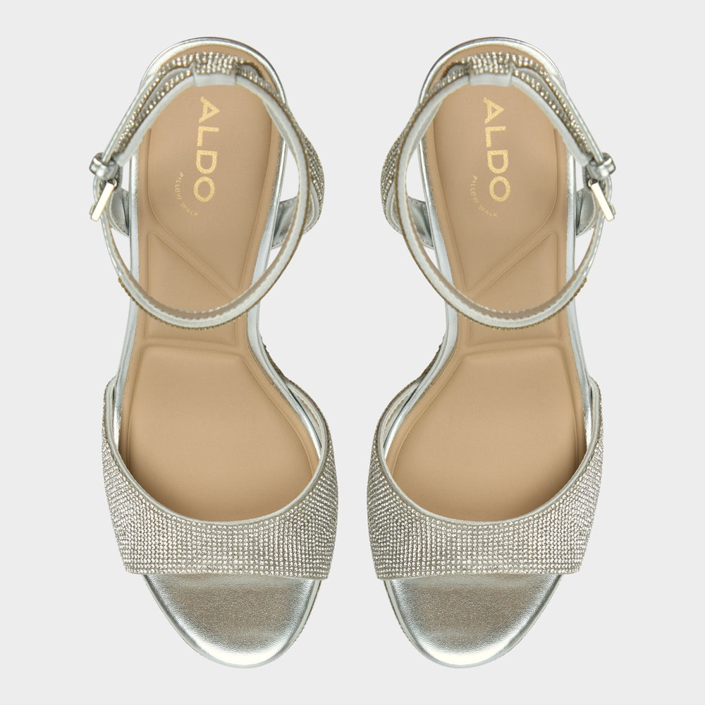 Alluring Silver Women's Iridescent metallics - Strappy heeled sandal, Platform | Aldo outlet