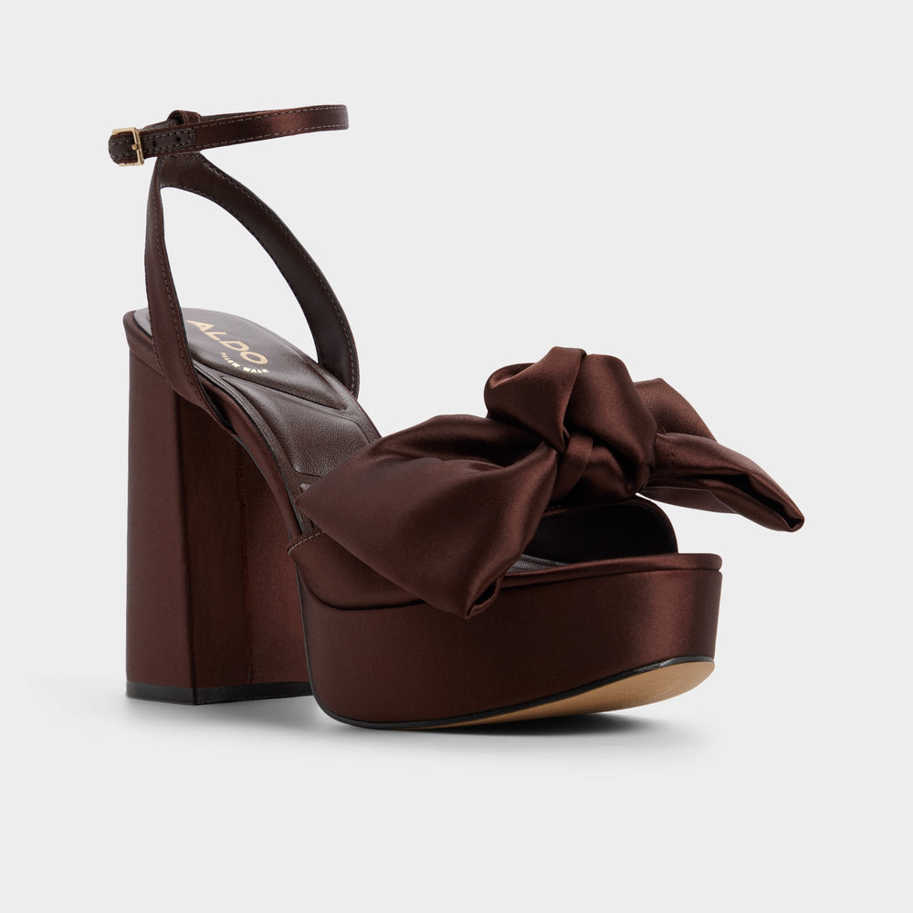Luscious in Dark Brown - Strappy heeled sandal, Platform | Aldo sale