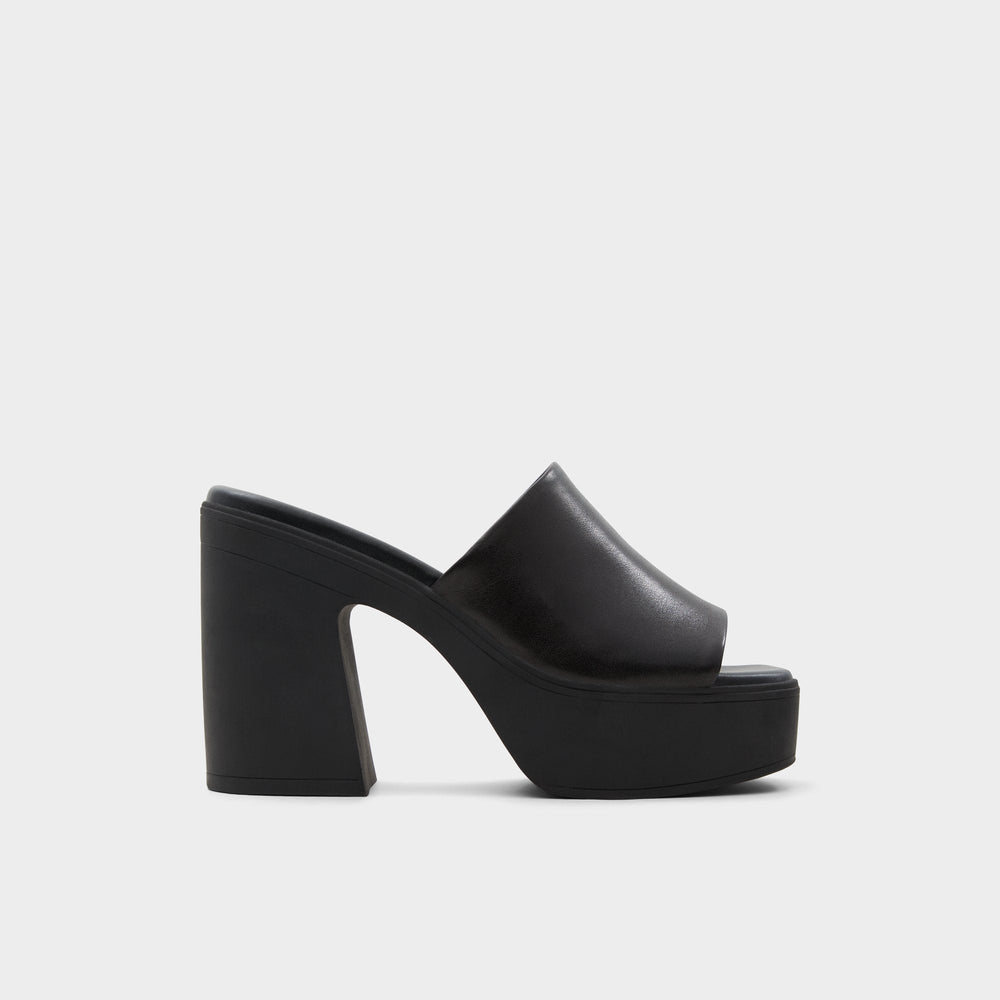 Maysee Other Black Leather Smooth Women's Mule slides - Heeled mule, Platform | Aldo sale