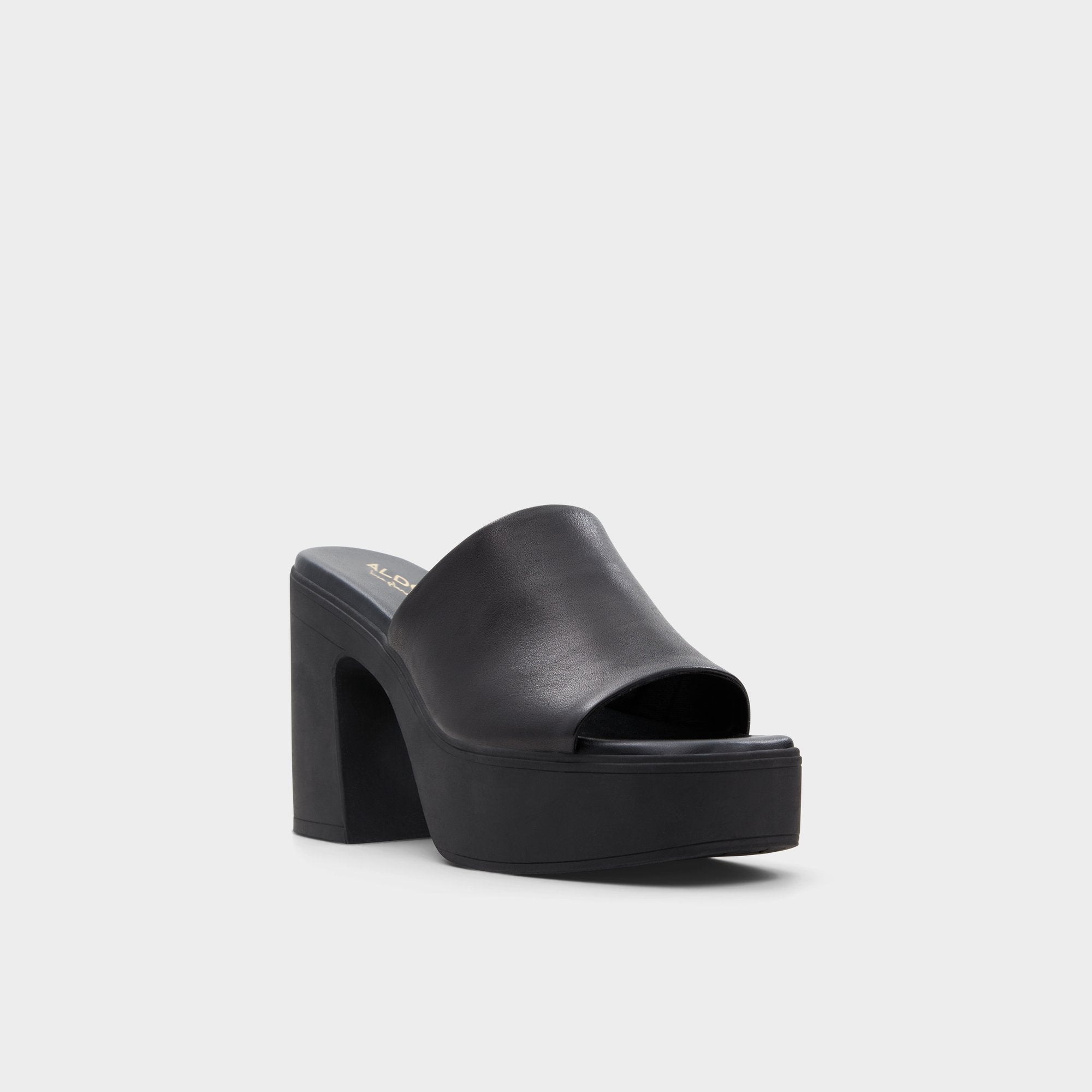 Maysee Other Black Leather Smooth Women's Mule slides - Heeled mule, Platform | Aldo sale