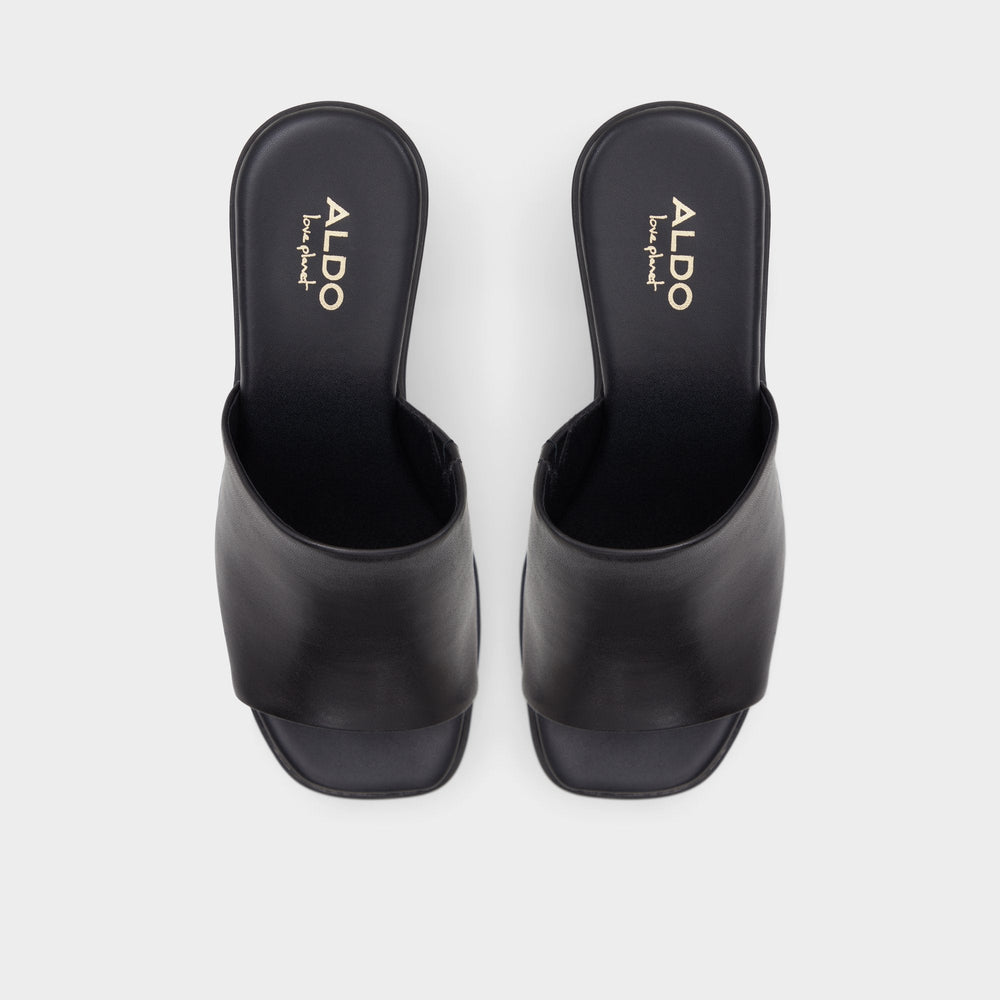Maysee Other Black Leather Smooth Women's Mule slides - Heeled mule, Platform | Aldo sale