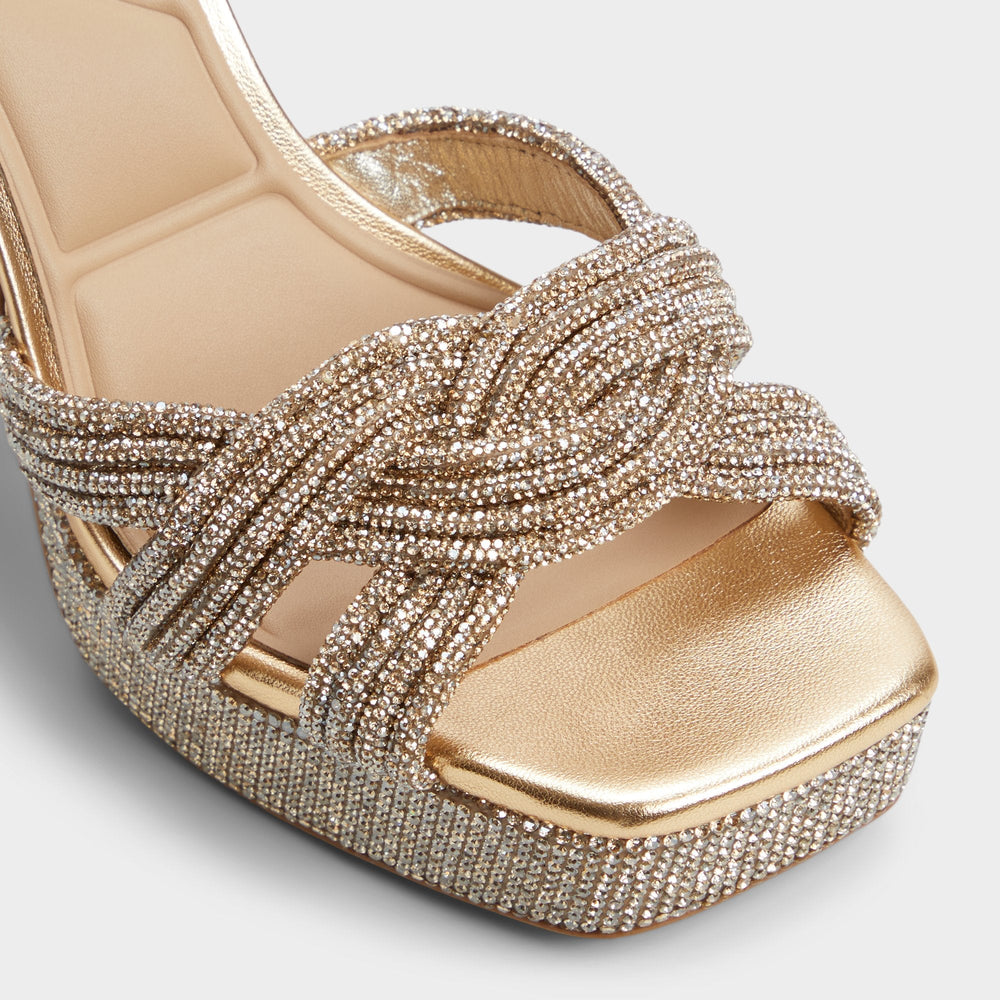 Shimma Gold Women's Iridescent metallics - Strappy heeled sandal, Platform | Aldo for sale