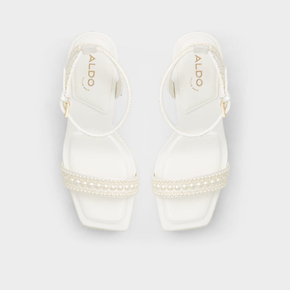 Lulu White Women's Strappy sandals - Strappy heeled sandal, Block heel | Aldo discount