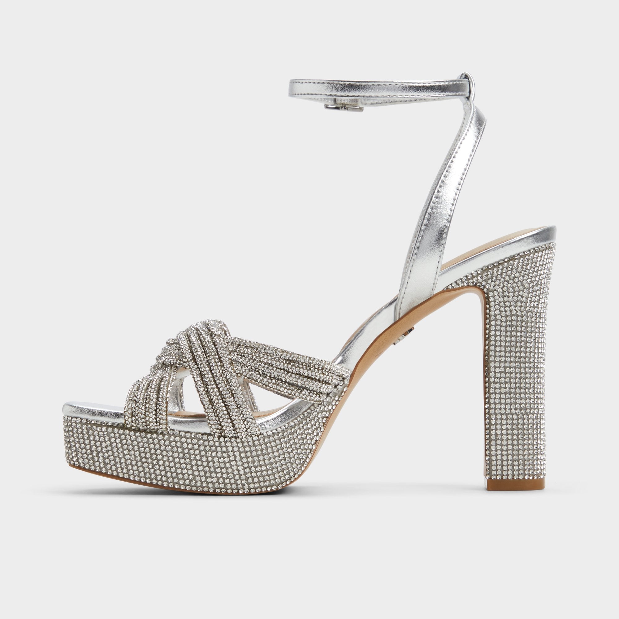 Shimma Silver Women's Iridescent metallics - Strappy heeled sandal, Platform | Aldo on sale