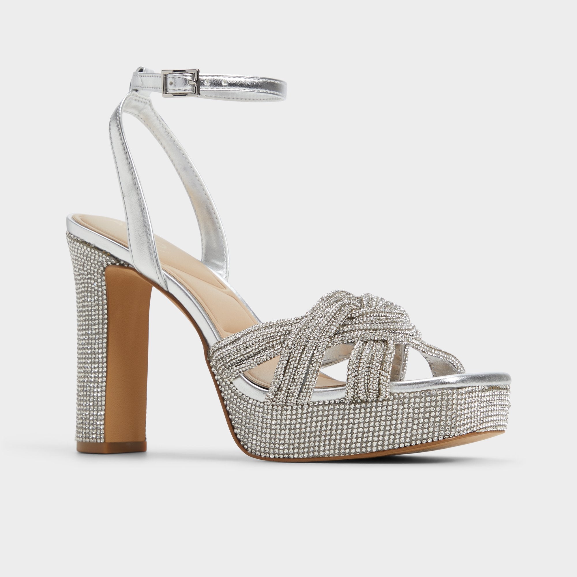 Shimma Silver Women's Iridescent metallics - Strappy heeled sandal, Platform | Aldo on sale