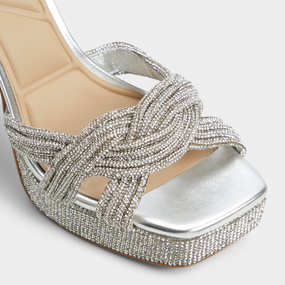 Shimma Silver Women's Iridescent metallics - Strappy heeled sandal, Platform | Aldo on sale