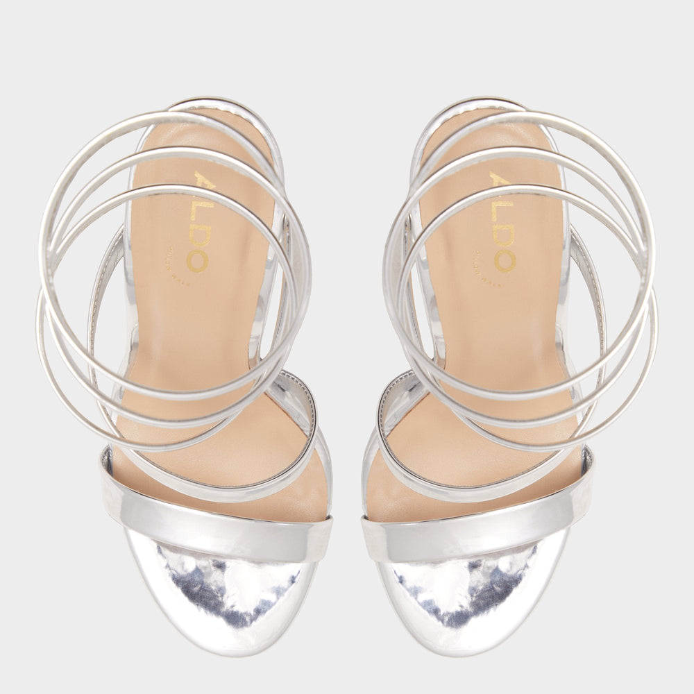 Katswirl in Silver - Strappy sandal, Stiletto platform | Aldo on sale