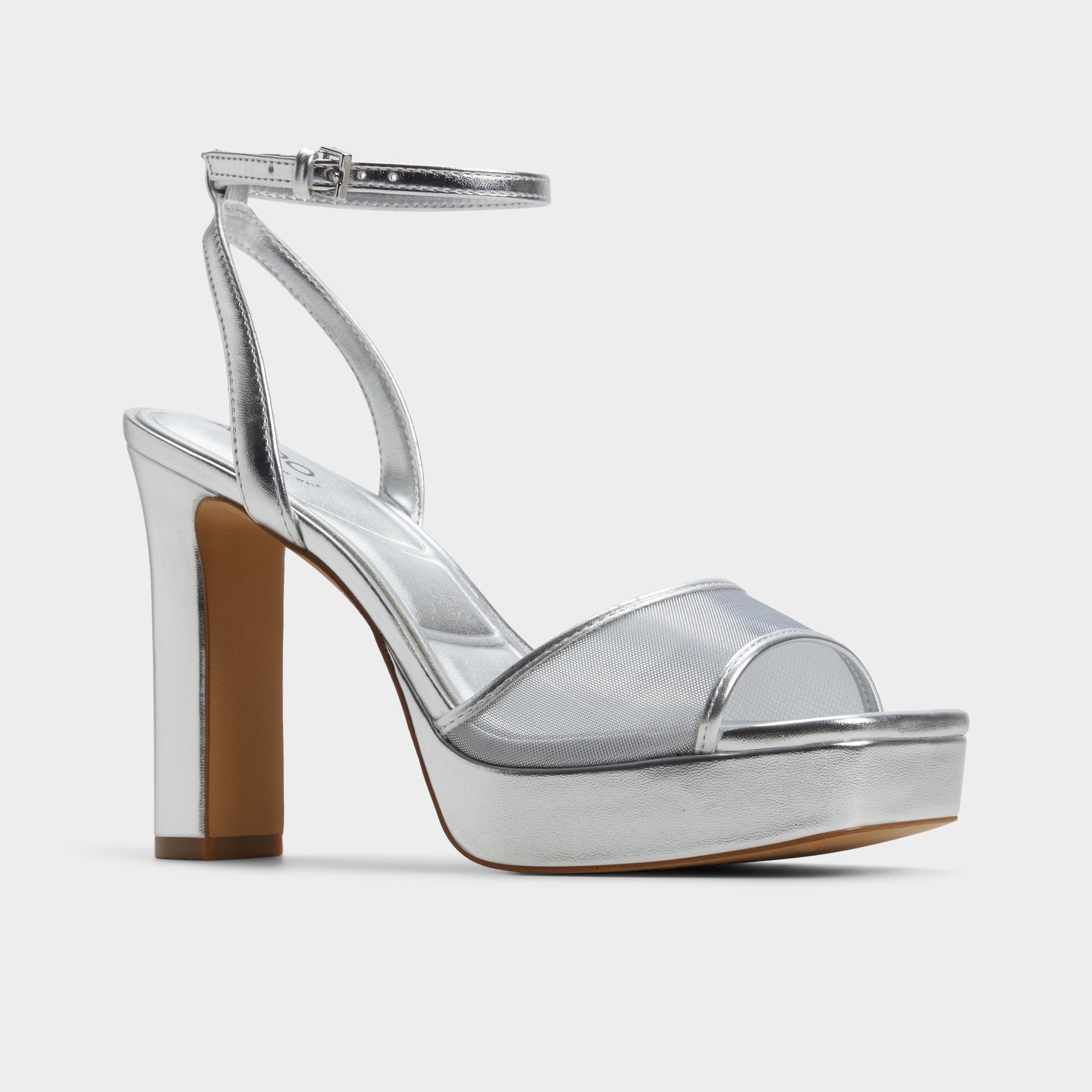 Chicglimmer Silver Women's Platform sandals - Strappy heeled sandal, Block heel | Aldo sale