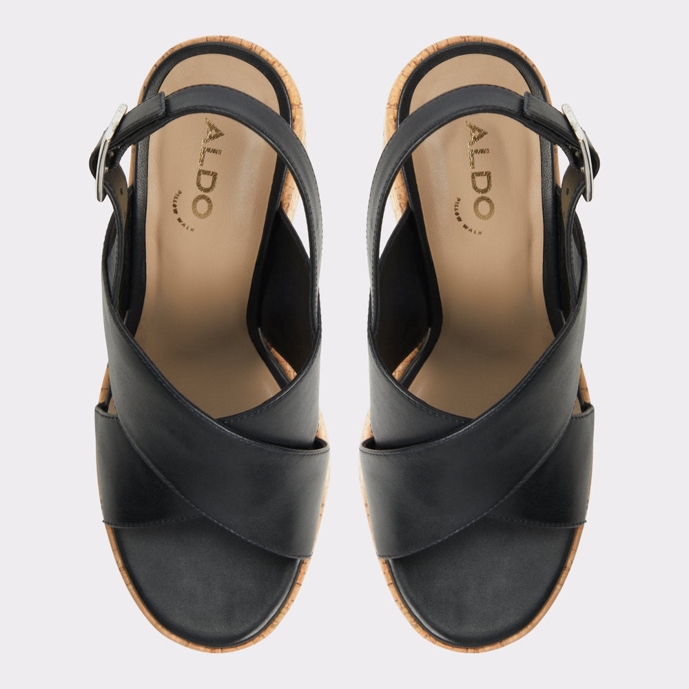Sandcastle Black Women's Platform sandals - Strappy wedge sandal | Aldo online
