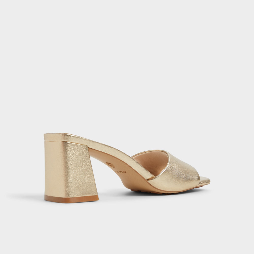 Tisha Gold Women's Heeled mules - Heeled mule, Block heel | Aldo outlet