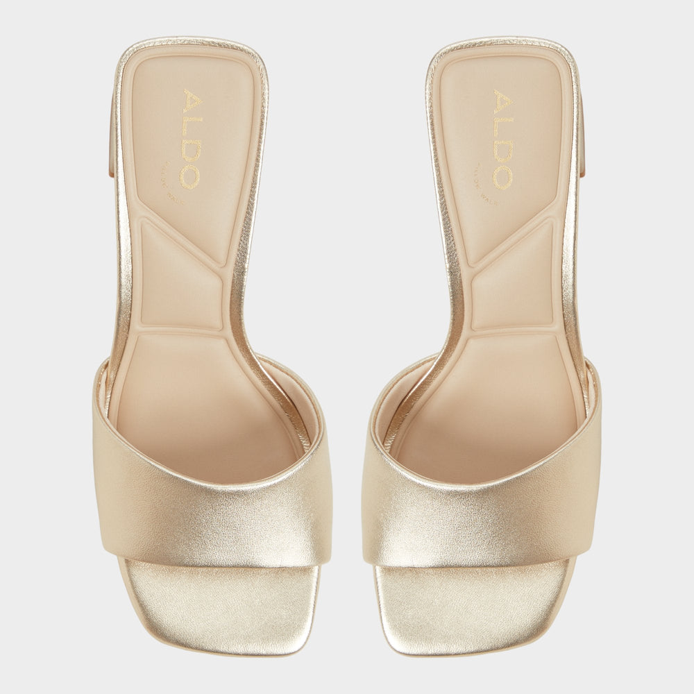 Tisha Gold Women's Heeled mules - Heeled mule, Block heel | Aldo outlet