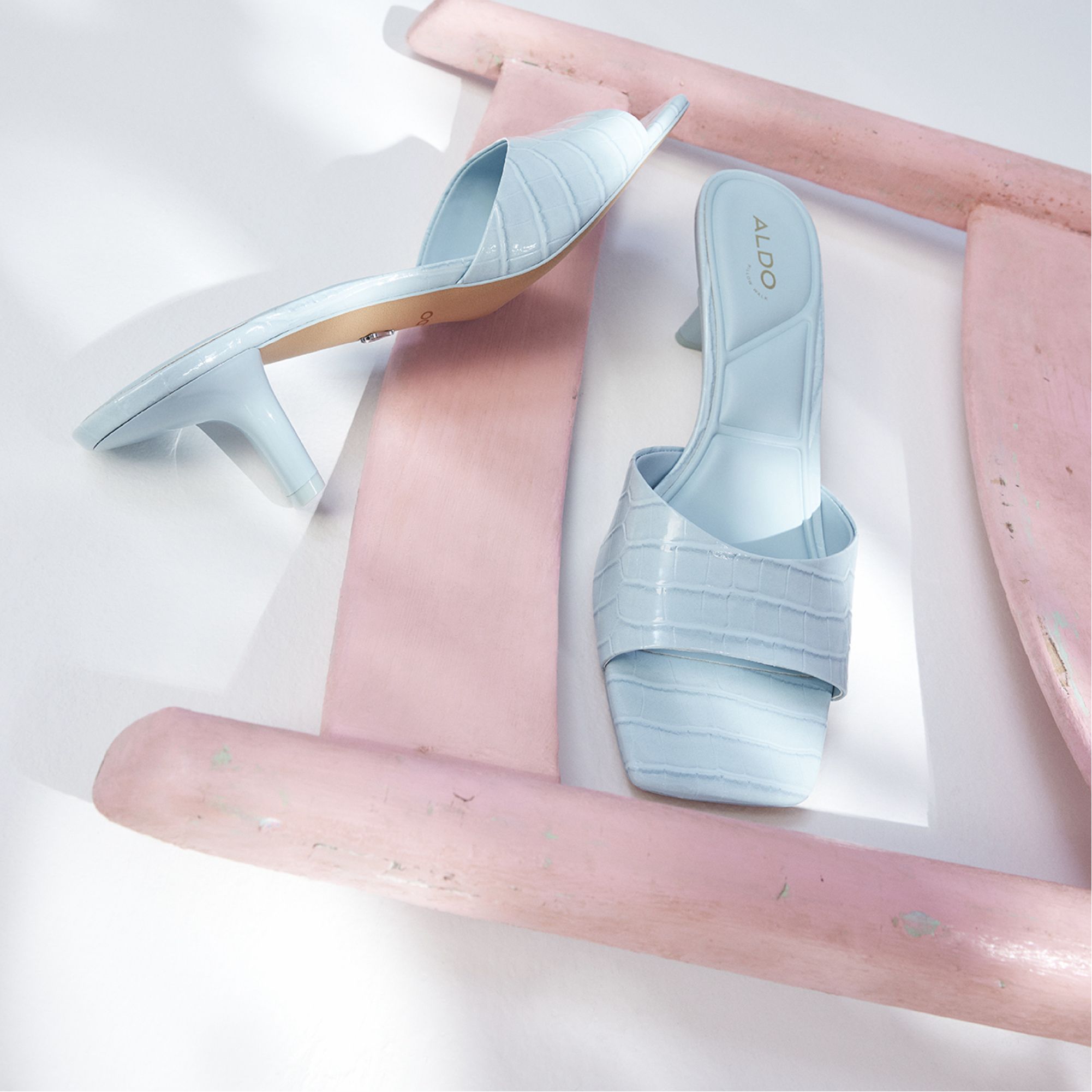 Enchanting Pastel Blue Women's Heeled mules - Heeled mule, Kitten heel | Aldo discount