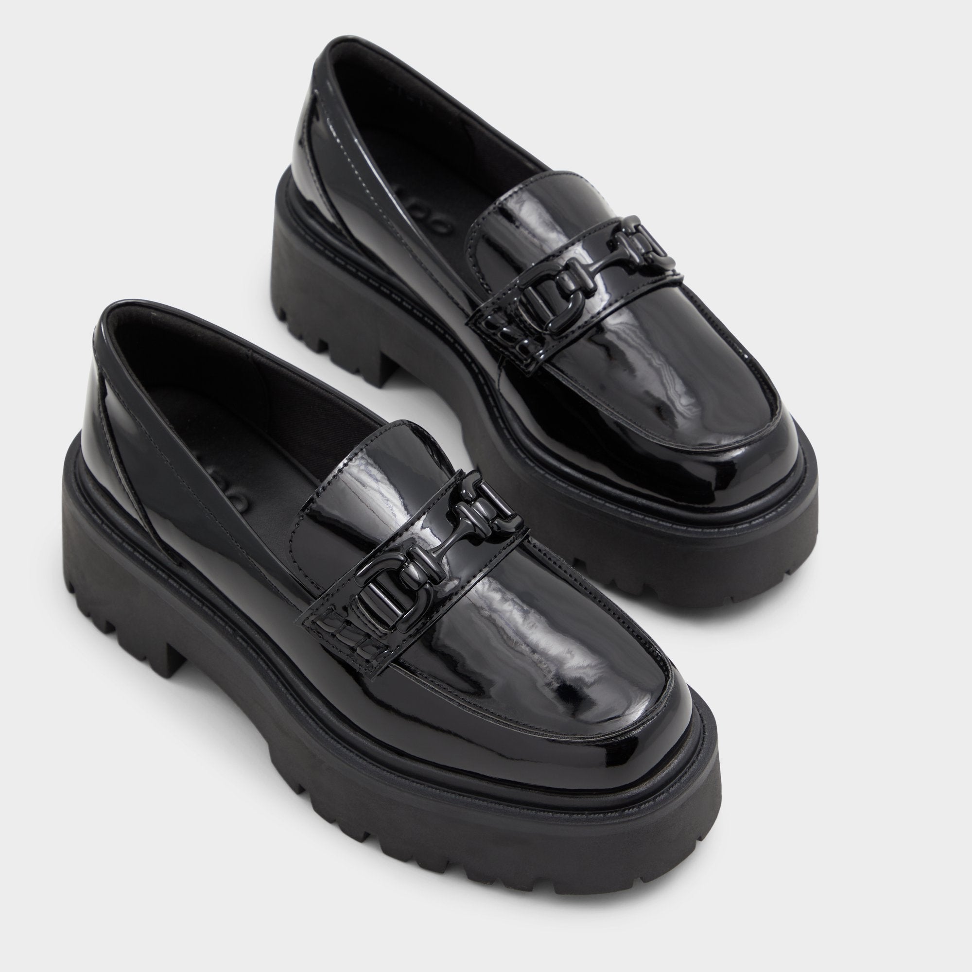 Oneameth Black Synthetic Patent Women's Loafers & Oxfords - Loafer, Lug sole | Aldo online