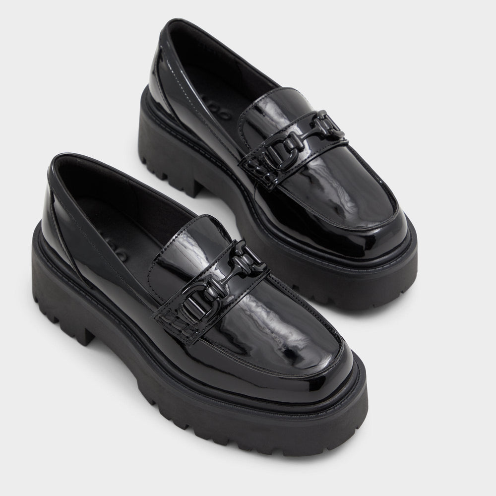 Oneameth Black Synthetic Patent Women's Loafers & Oxfords - Loafer, Lug sole | Aldo online