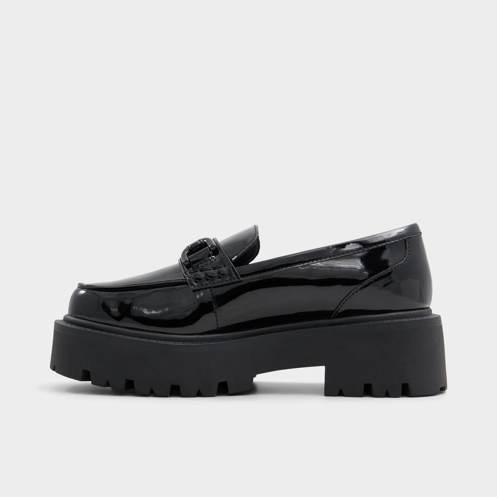 Oneameth Black Synthetic Patent Women's Loafers & Oxfords - Loafer, Lug sole | Aldo online