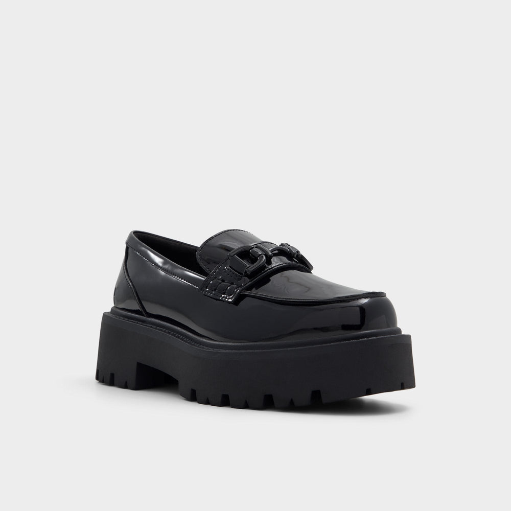 Oneameth Black Synthetic Patent Women's Loafers & Oxfords - Loafer, Lug sole | Aldo online