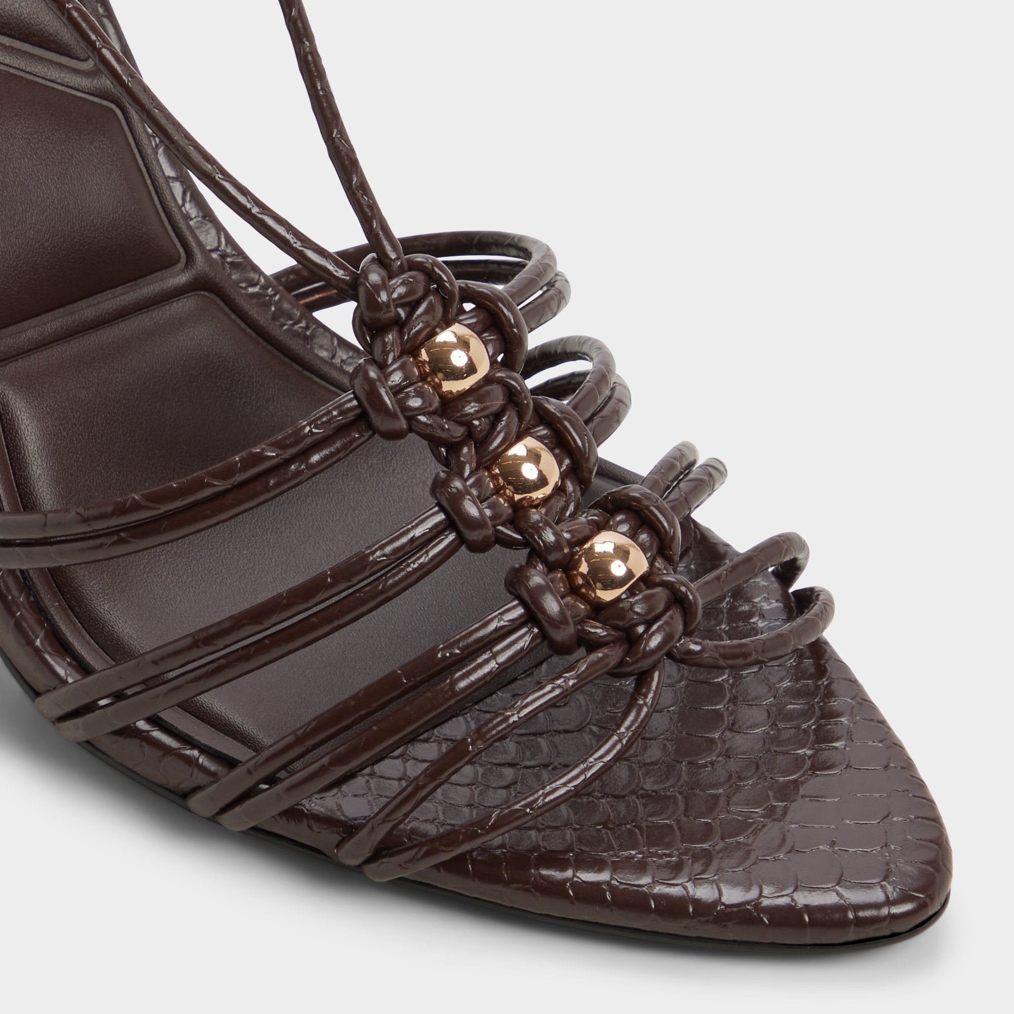 Curacao in Dark Brown - Strappy heeled sandal, Stiletto heel | Aldo outlet