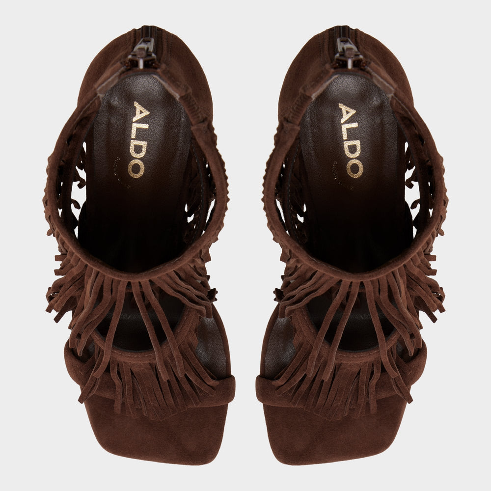 Nahana in Dark Brown - Strappy heeled sandal, Stiletto heel | Aldo sale