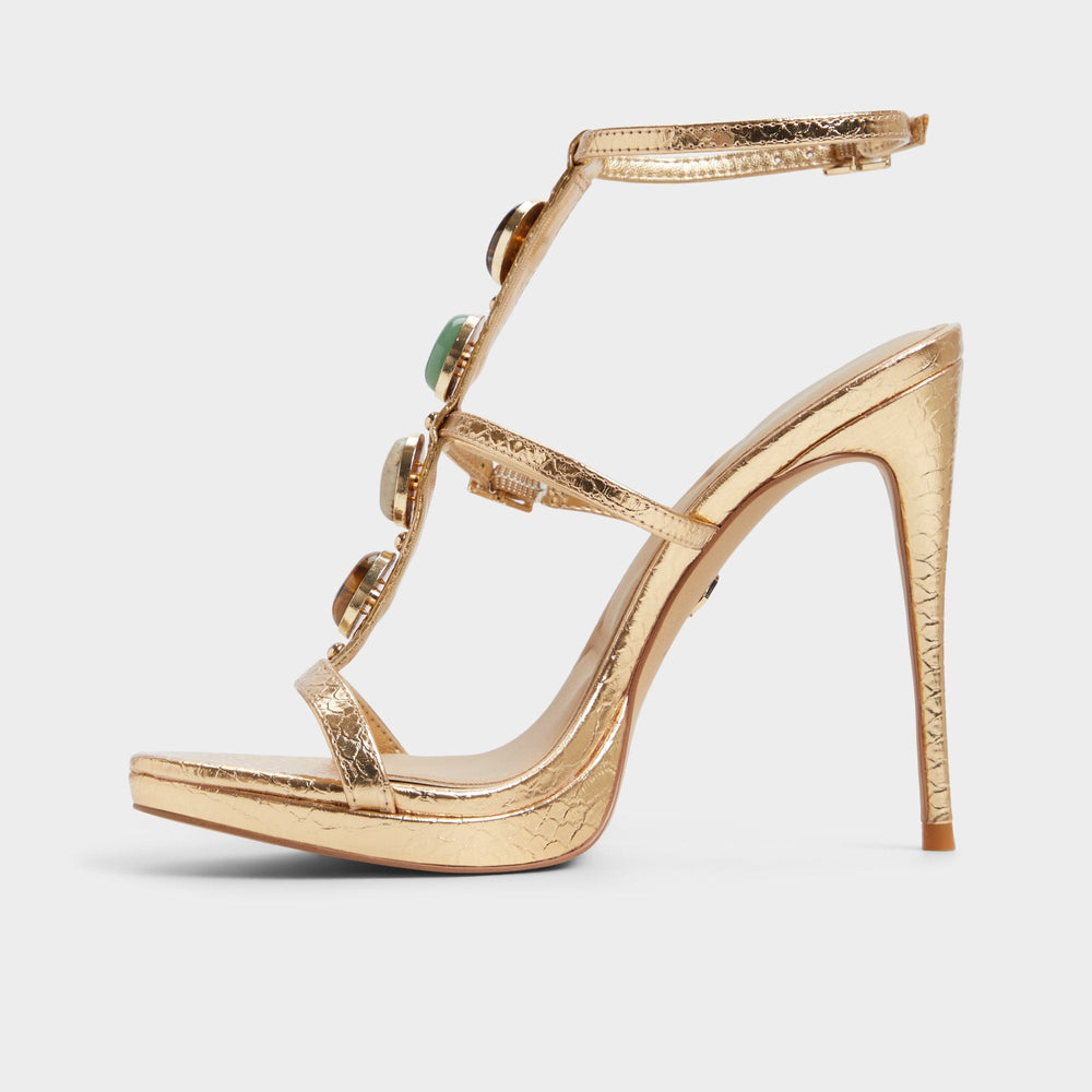 Opalia Gold Women's Strappy sandals - Strappy heeled sandal, Platform | Aldo discount