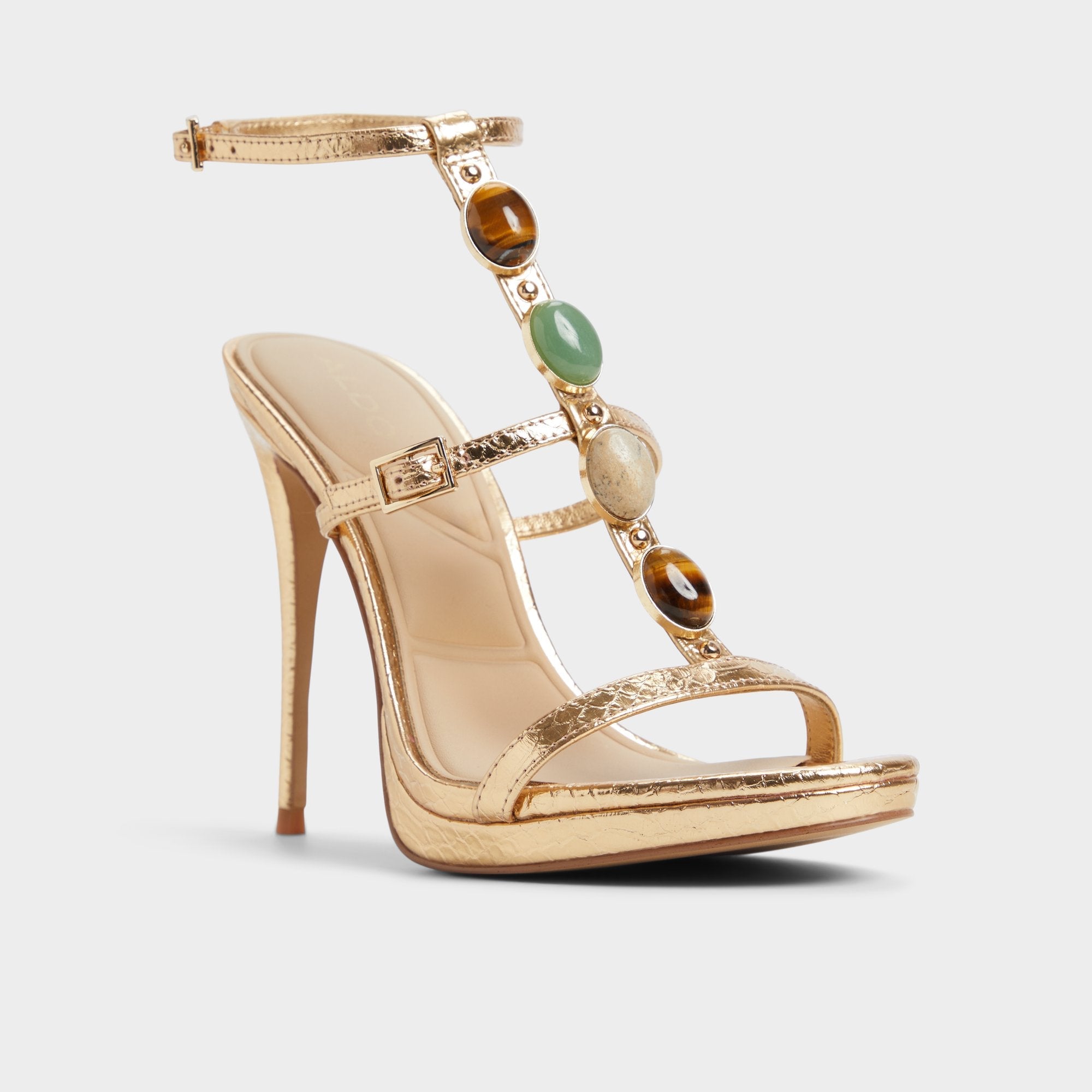 Opalia Gold Women's Strappy sandals - Strappy heeled sandal, Platform | Aldo discount