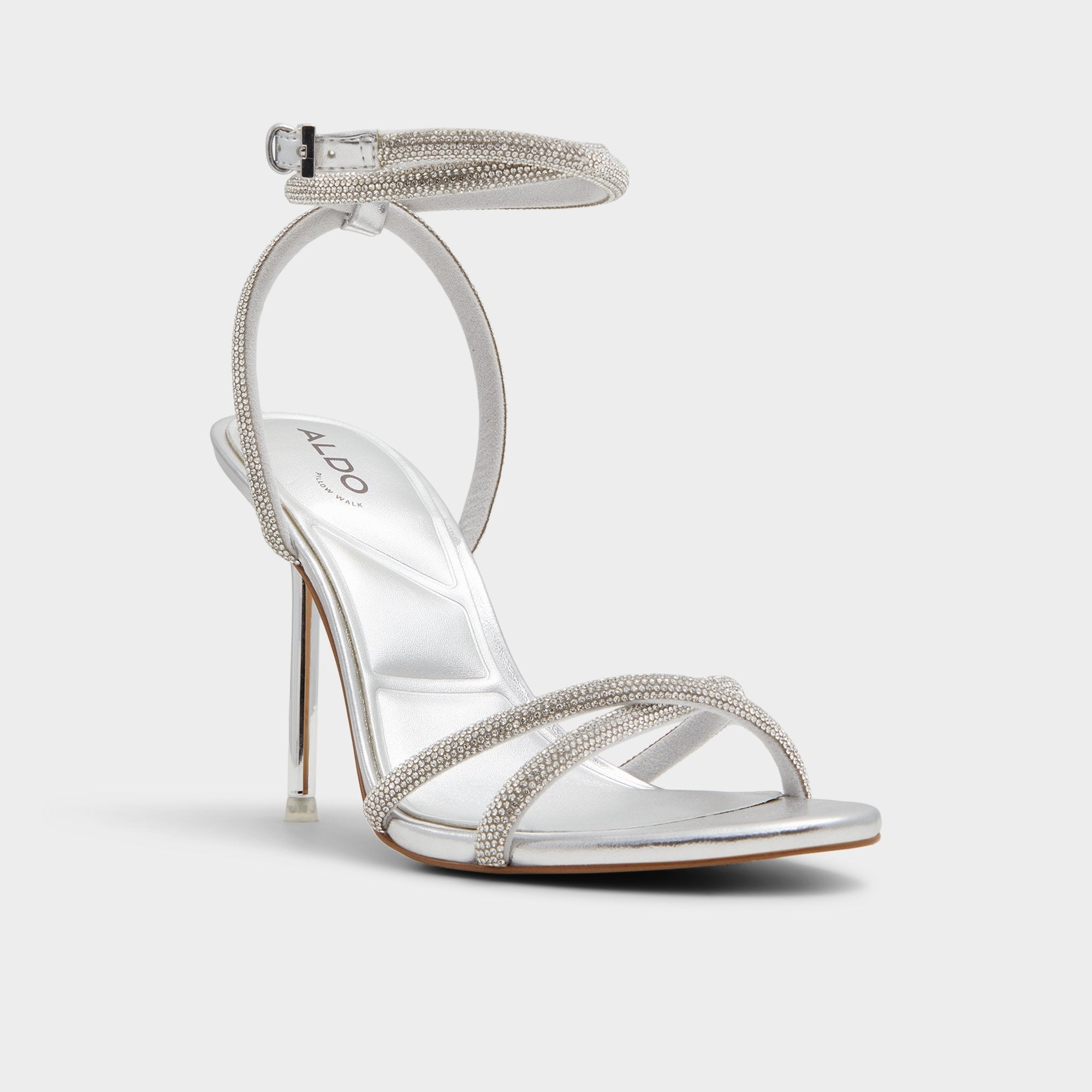 Manaelden Silver Women's Heeled sandals - Strappy heeled sandal, Stiletto heel | Aldo on sale