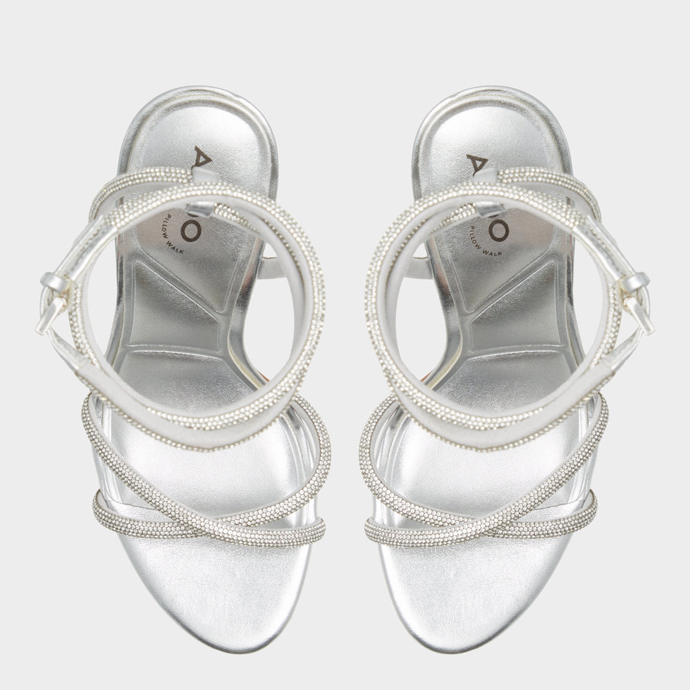 Manaelden Silver Women's Heeled sandals - Strappy heeled sandal, Stiletto heel | Aldo on sale