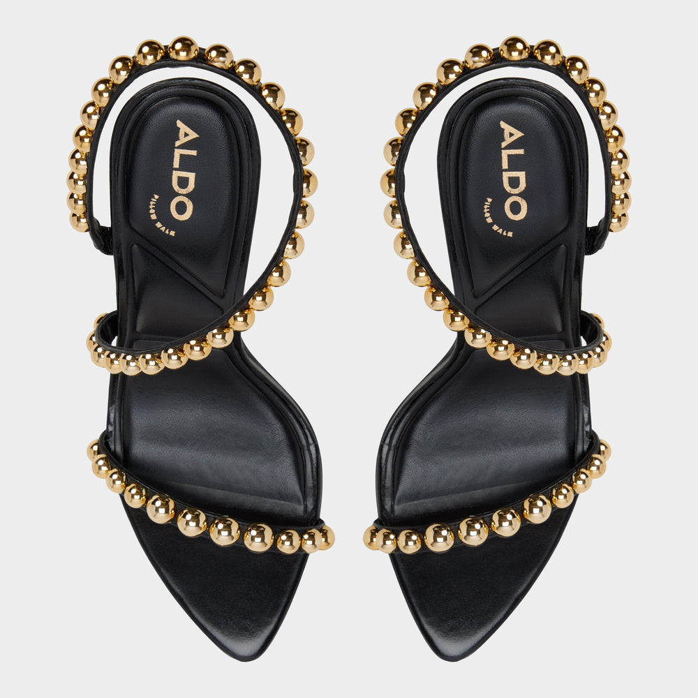 Attey in Black - Strappy heeled sandal, Stiletto heel | Aldo discount